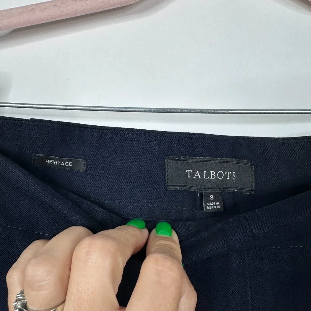 2/$30 Talbots Heritage Hight Rise Side Zip Trouser Black 8 #A1693